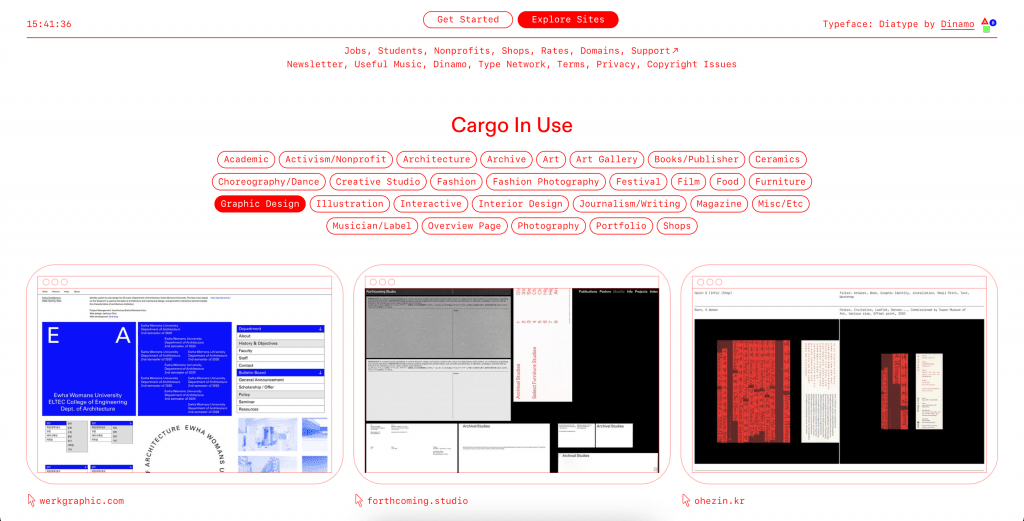 Cargo Portfolio-Seite