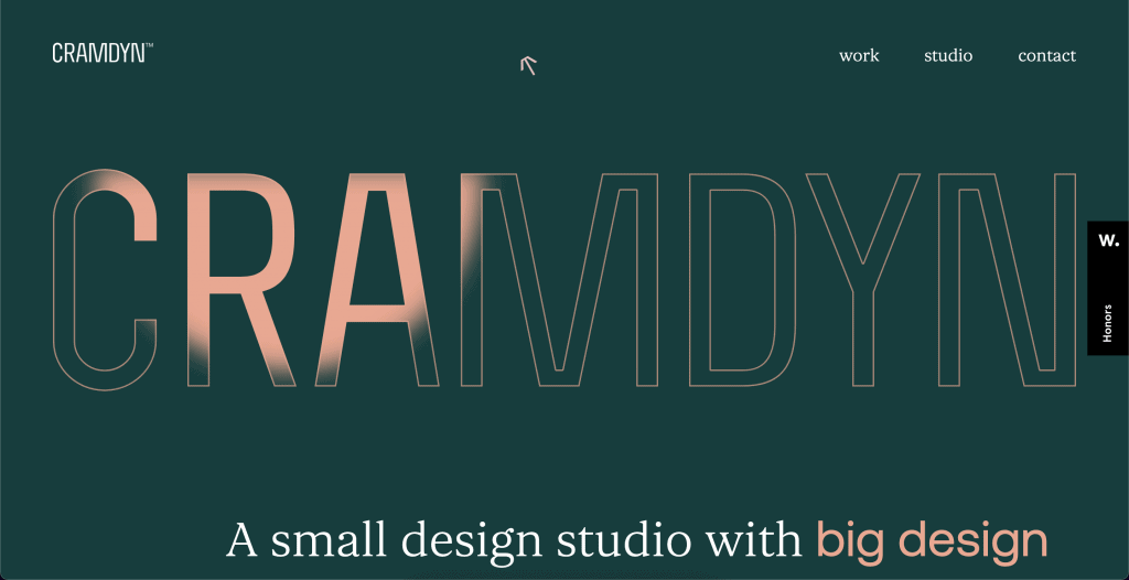 Cramdyn Homepage als Beispiel für Typografie