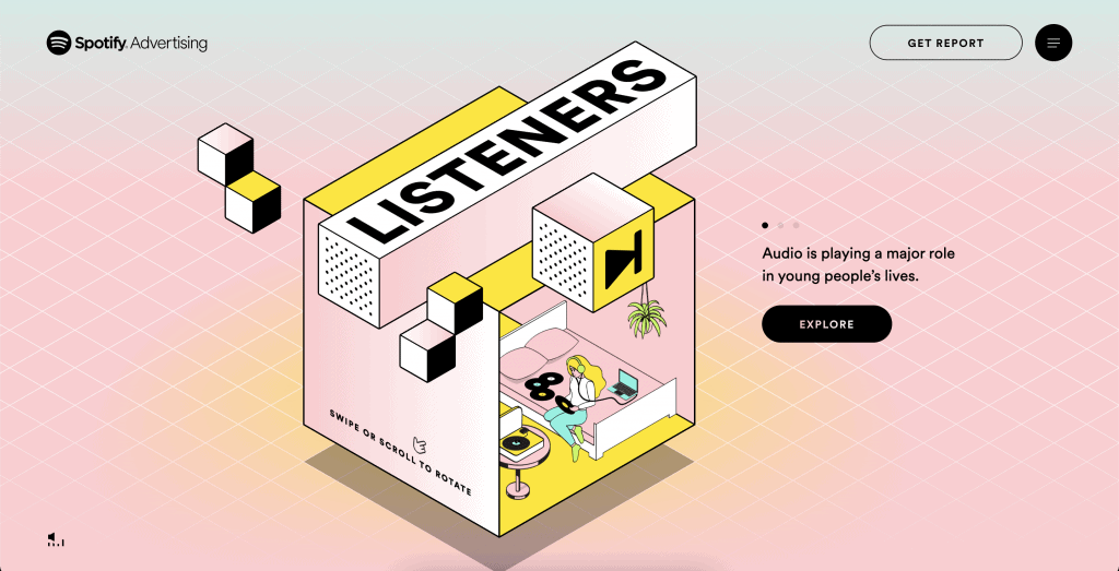 Spotify Website als Beispiel für interaktives Webdesign