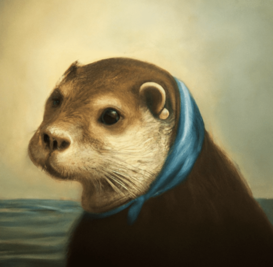 A sea otter in the style of ‘Girl with a Pearl Earring - dall-e